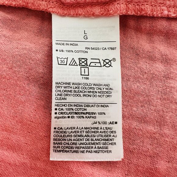 Old Navy Coral Pink Ruffly 100% Cotton Soft Billowy Cottagecore Blouse - Large - Picture 8 of 8